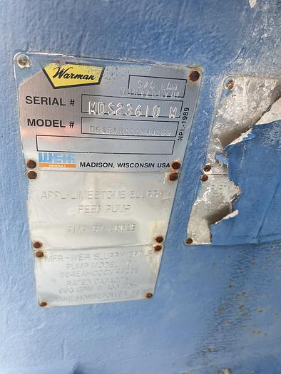 Used Used Weir Warman Model 064EAHCCCM44265 6 X 4 EAH slurry pump