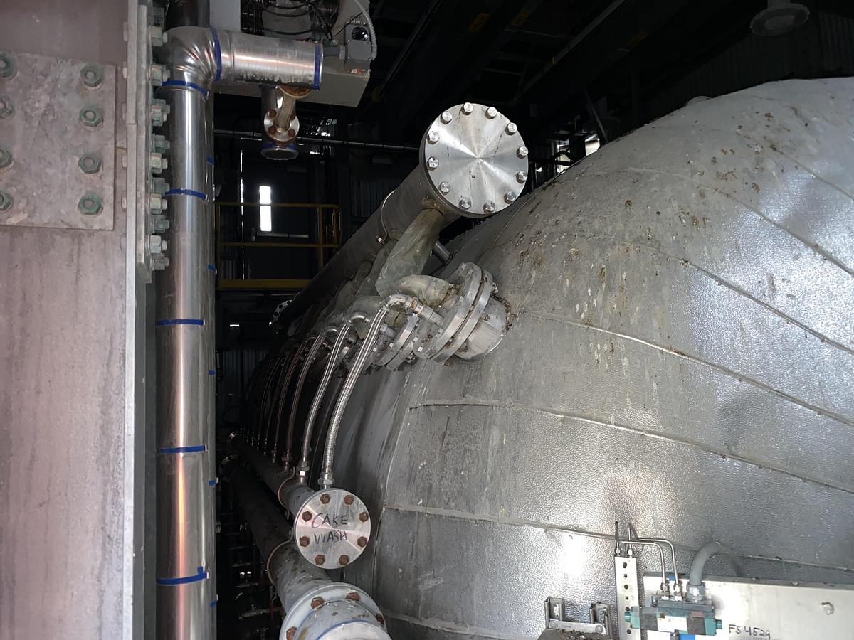 Used Used White Liquor Filtration System.  Consisting of an Andritz LimeWhite Model WLF3709 Rotary, pressurized precoat disc