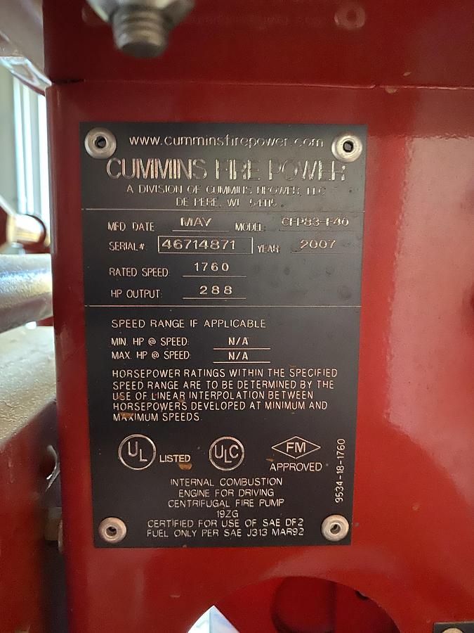 Used Used Complete Diesel Fire Pump skidded Building