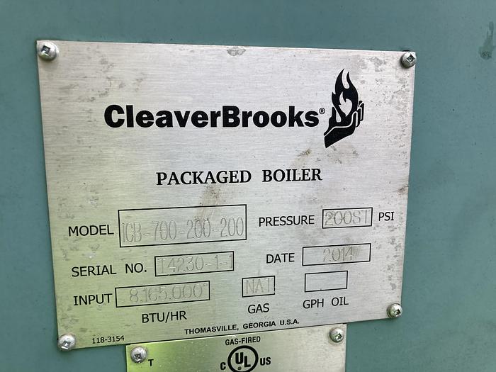 Used Cleaver Brooks Model ICB-700-200-200 Packaged Boiler