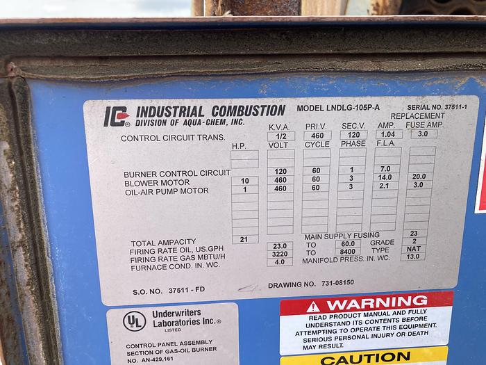 Used Used Cleaver Brooks CB Packaged firetube HW Boiler. Model CB/200250125