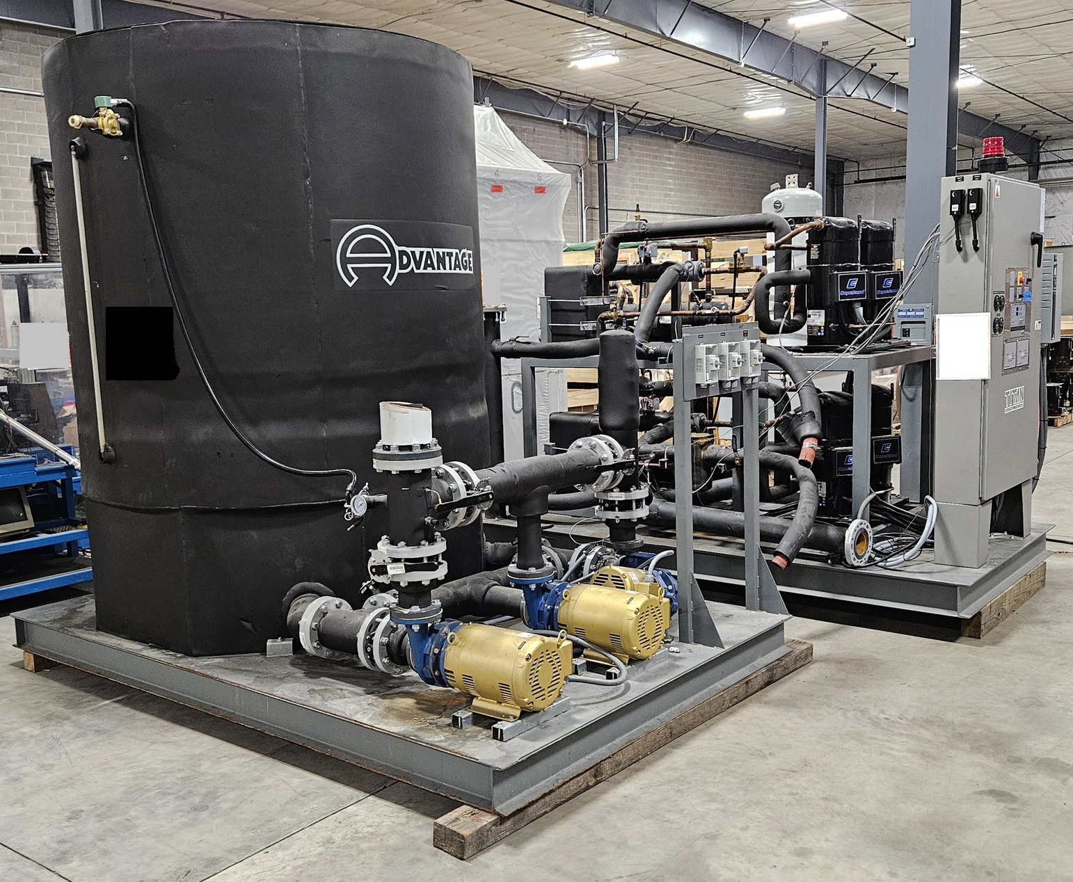 Used Used 93-Ton Air Cooled Advantage Titan Central Chiller with Remote Outdoor Condensers (2023) Model: TIP-100A-MZC-3P