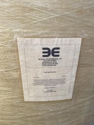 Used Used Beckart Environmental Inc. 2800 gallon vertical fiberglass mix tank