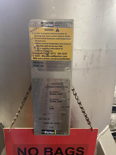 Used Used Parker Fluflo SB Multi-bag stainless steel filter vessel