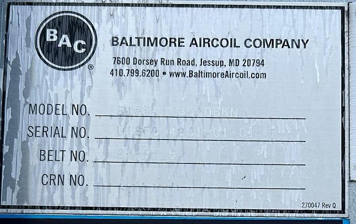 Used Used Baltimore Air Coil 1500 Series approximately 170 ton single cell cooling tower