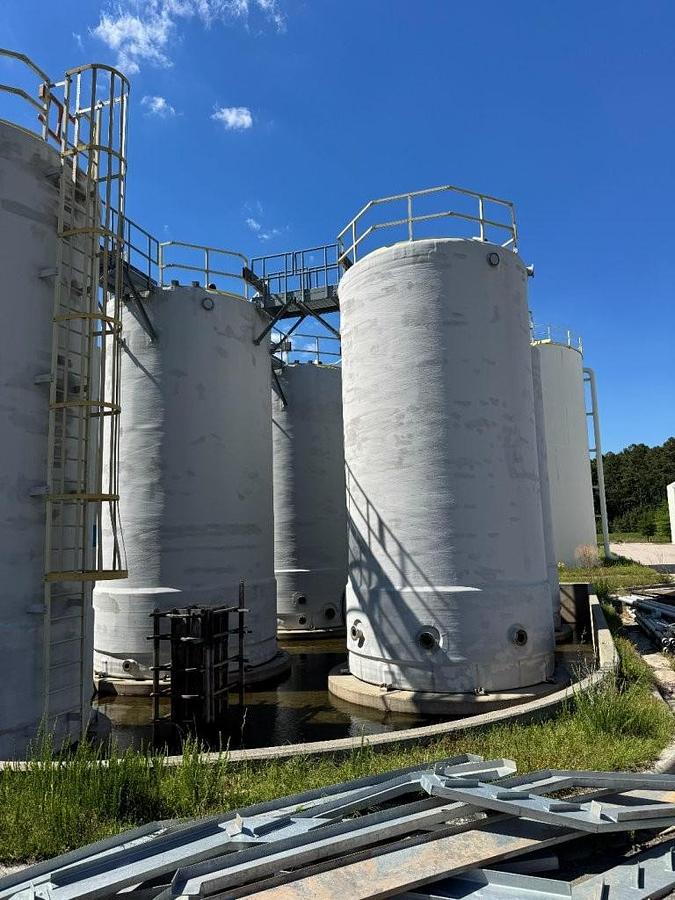 Unused Augusta Fiberglass 30,000 gallon FRP storage tank.