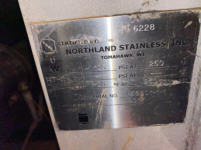 Used Used Culligan approximately 2,500 gallon stainless steel media tank