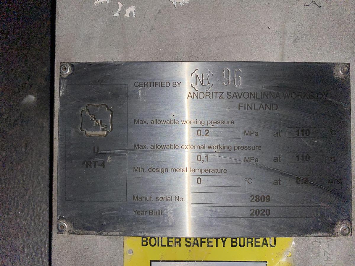 Used Used White Liquor Filtration System.  Consisting of an Andritz LimeWhite Model WLF3709 Rotary, pressurized precoat disc