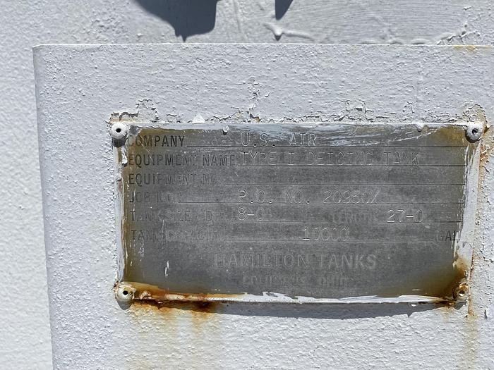 Used Used Hamilton Tanks 10,000 gallon horizontal carbon steel self-contained storage tank