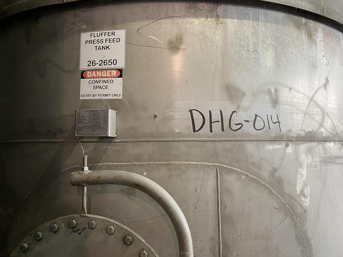 Used Used Erected Steel Products 14,000 gallon 316L stainless steel vertical tank