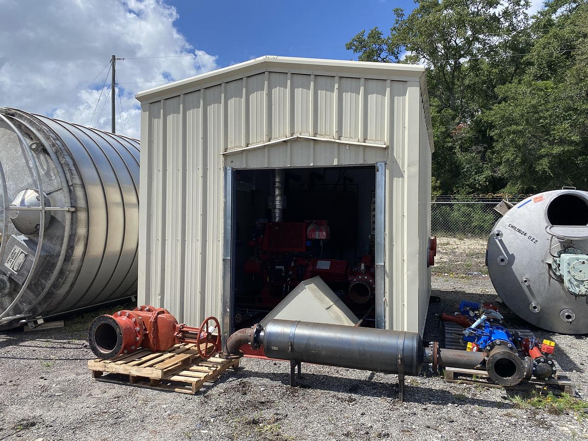 Unused Complete Diesel Fire Pump System in skidded Building