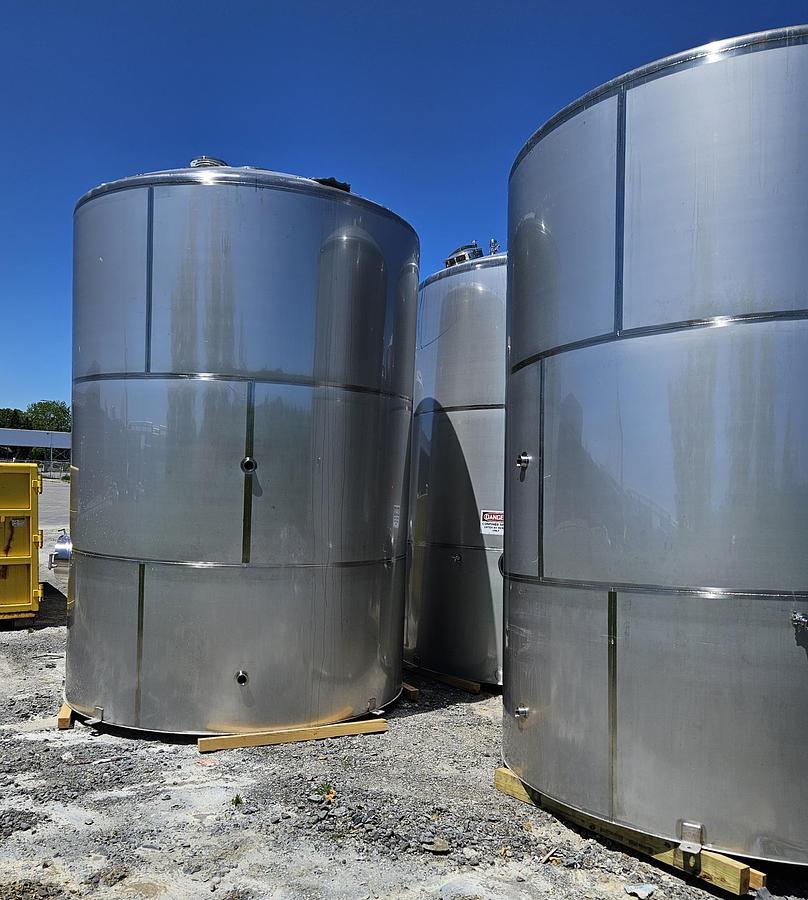 Used Used JBF Stainless 10,380 gallon 304 stainless steel sanitary vertical storage tanks