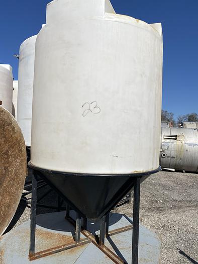 Used Used Assmann approximately 1100 gallon cone bottom poly tank.