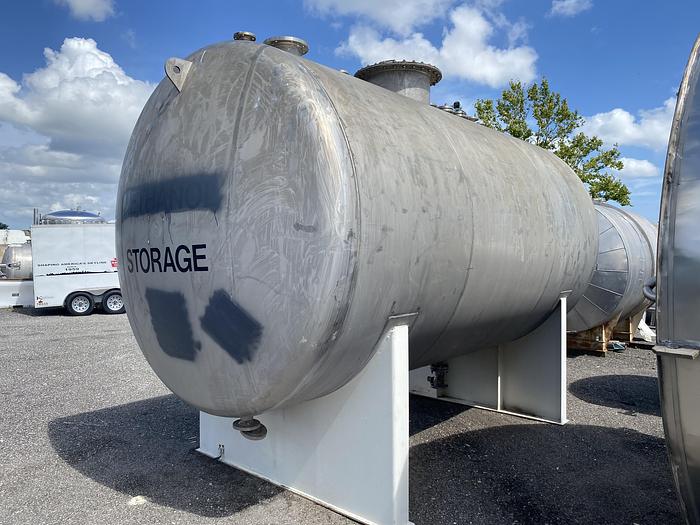 Used Used Industrial Metal Works Inc.  approximately 4500 gallon stainless steel horizontal storage tank
