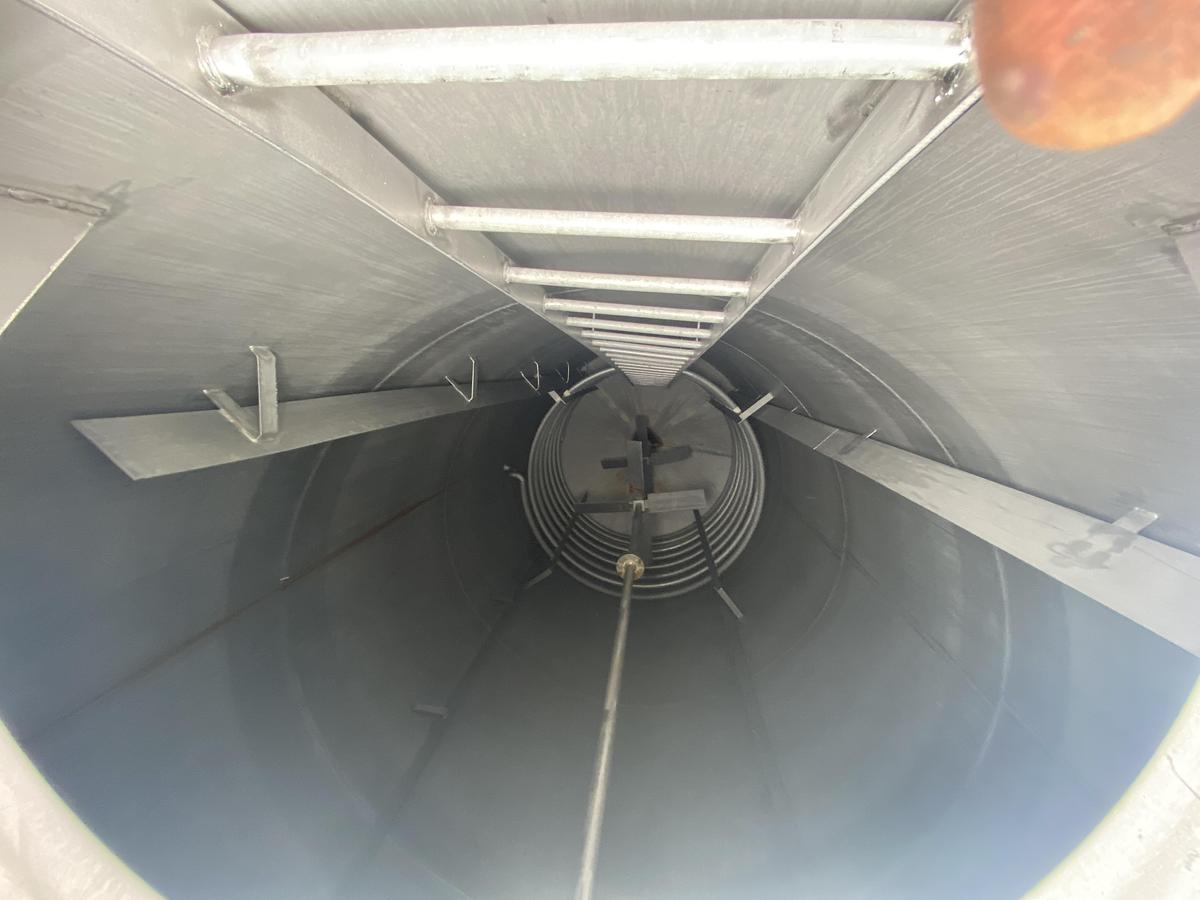 Used Used Industrial Air Inc. approximately 10,000 gallon stainless steel agitated storage tank with internal coils