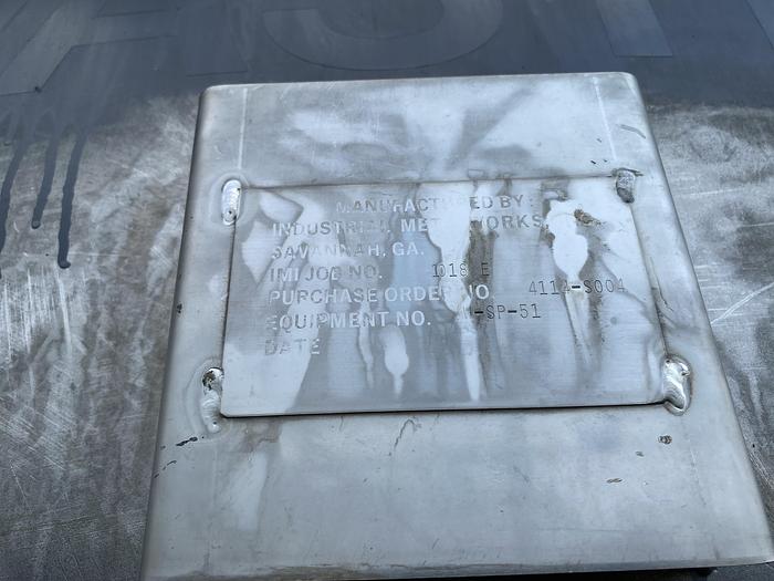 Used Used Industrial Metal Works Inc.  approximately 7000 gallon stainless steel horizontal storage tank