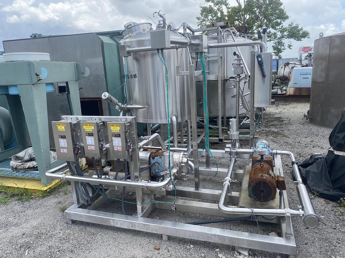 Used Used approximately 300 gallon sanitary process skid.