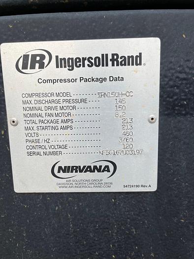 Used Used Ingersoll-Rand Model IRN150H-CC   Rotary Screw Air Compressor