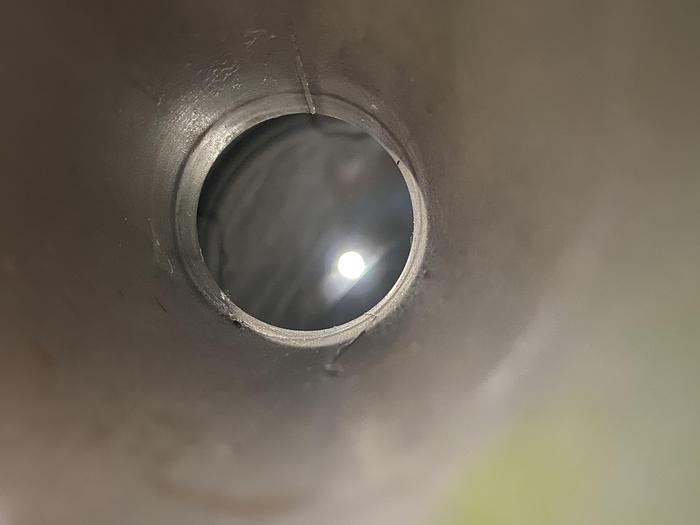 Unused Crown Iron Works Co. 215 gallon 304 stainless steel vertical tank.