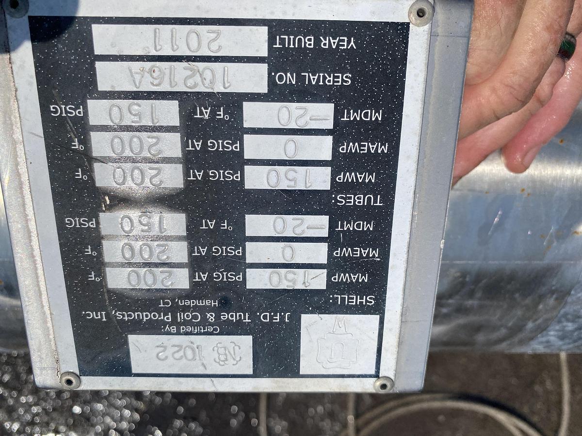 Used Used JFD Tube & Coil Products Inc. 149.6 sq ft 304L Stainless Steel shell and tube heat exchanger