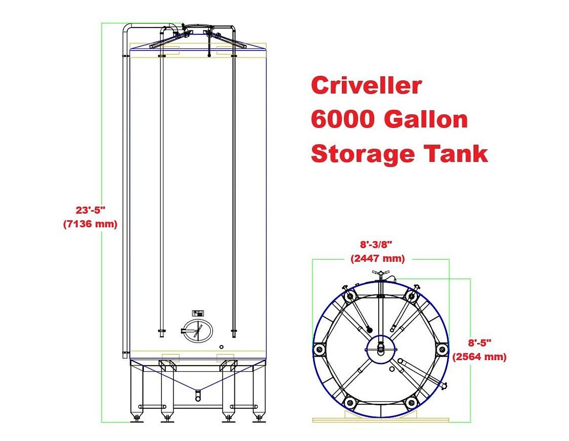 Used Used Criveller 6,000 gallon kosher 304 stainless steel tanks