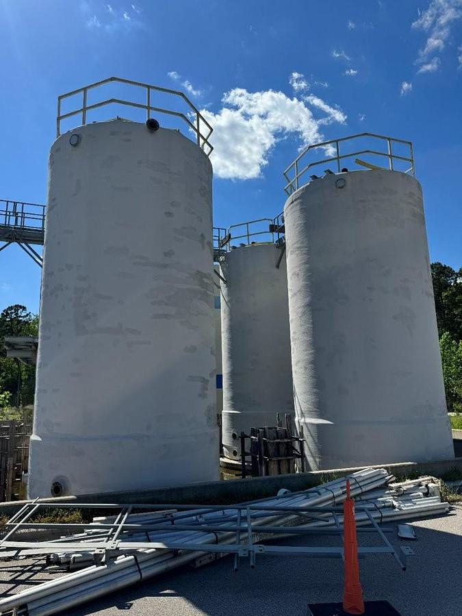 Unused Augusta Fiberglass 30,000 gallon FRP storage tank.