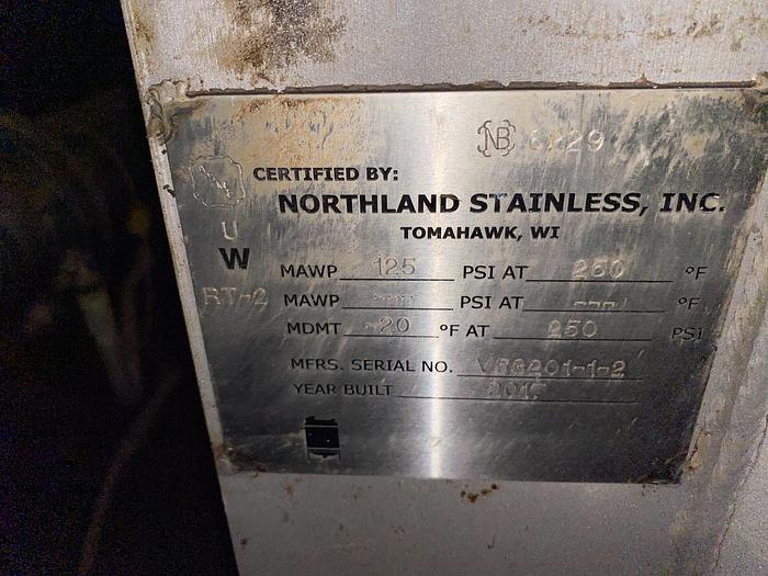 Used Used Culligan approximately 2,500 gallon stainless steel media tank