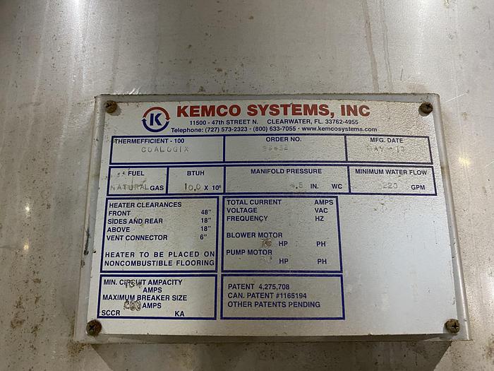 Used KEMCO Gas Fired Thermefficient-100 Patented Oxygen Stripping Direct Contact Water Heater
