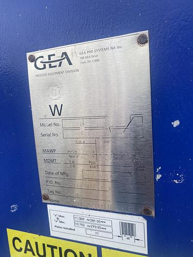 Used Used GEA Process Equipment Division approximately 661.98 sq. ft. 304 stainless steel plate heat exchanger.