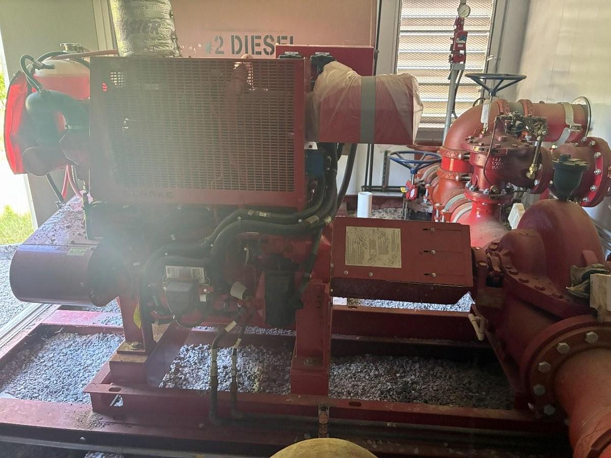 Unused Complete Diesel Fire Pump System in skidded Building
