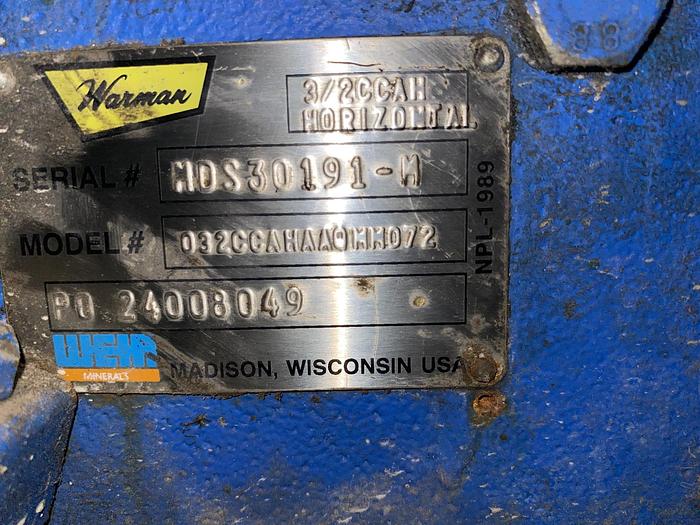 Used Used Weir Warman Model 3/2CCAH 3 X 2 AH Slurry Pump