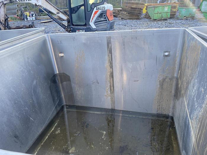 Used Used Tote Systems approximately 650 gallon stainless steel square bin