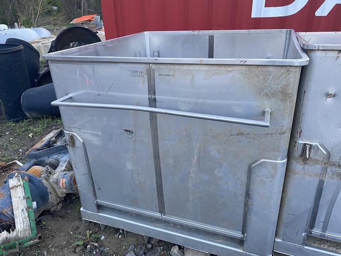 Used Used Tote Systems approximately 650 gallon stainless steel square bin