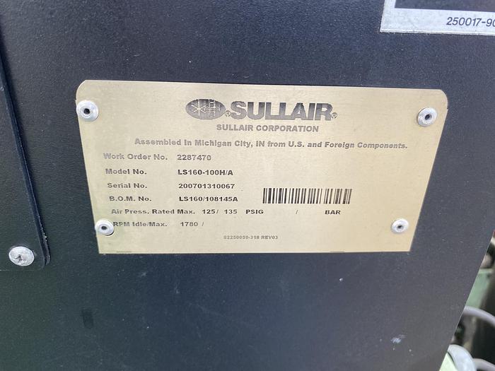 Used Used Sullair Model LS160-100H/A air compressor
