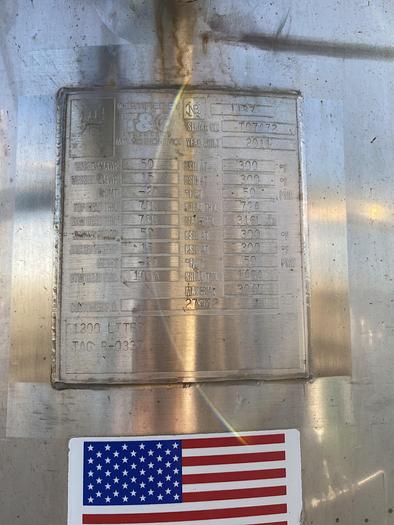 Used Used T&C 1200 liter 316L Growth Fermenter