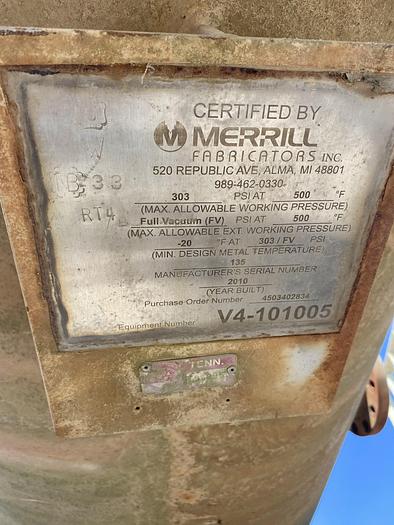 Used Unused Merrill Fabricators Inc. approximately 300 gallon vertical C/S Tank