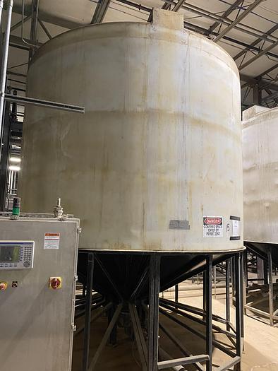 Used Used Assmann approximately 8000 gallon cone bottom poly tank