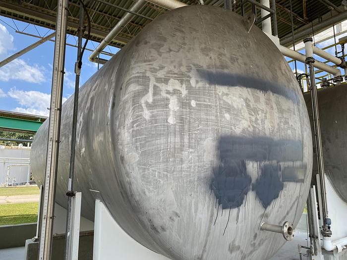 Used Used Industrial Metal Works Inc.  approximately 7000 gallon stainless steel horizontal storage tank