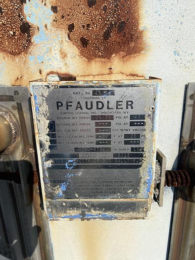Used Pfaudler 300 gallon vertical glass lined vacuum receiver