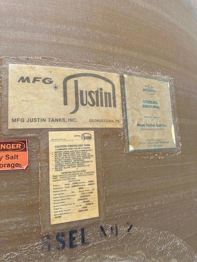 Used Used Justin Tanks Inc.  approximately 12,500 gallon fiberglass vertical storage tank