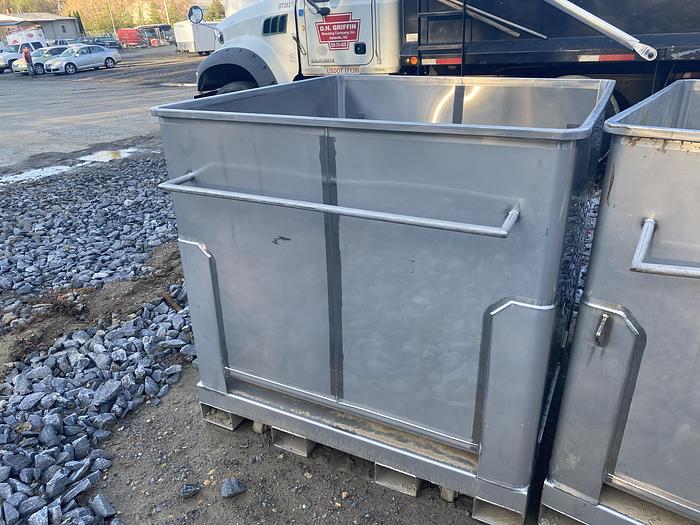 Used Used Tote Systems approximately 650 gallon stainless steel square bin