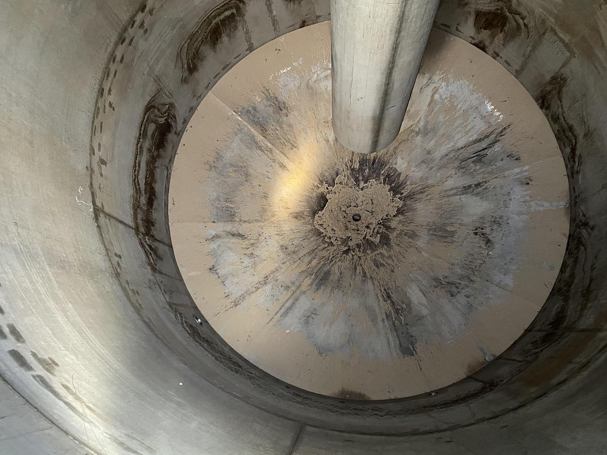 Used Used Knight Fabrication approximately 14,000 gallon stainless steel vertical tank