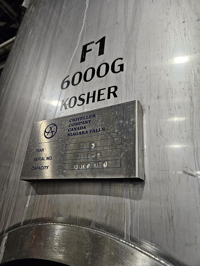 Used Used Criveller 6,000 gallon kosher 304 stainless steel jacketed fermenter tanks