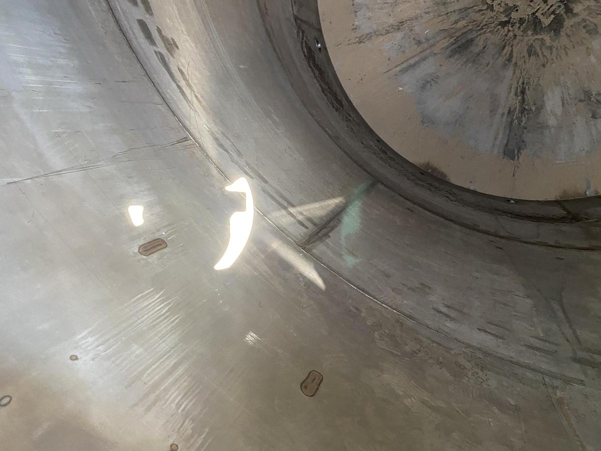 Used Used Knight Fabrication approximately 14,000 gallon stainless steel vertical tank