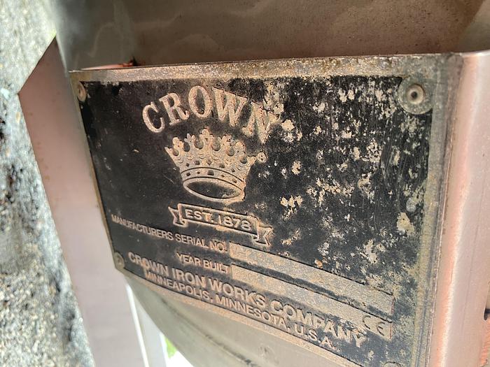Unused Crown Iron Works Inc. approximately 3500 gallon 304 stainless steel vertical tank