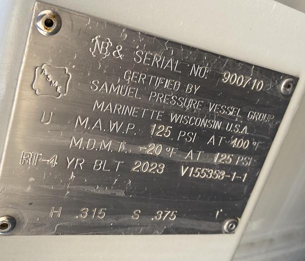 Unused Samuel Pressure Group 10,000 gallon vertical carbon steel pressure air receiver