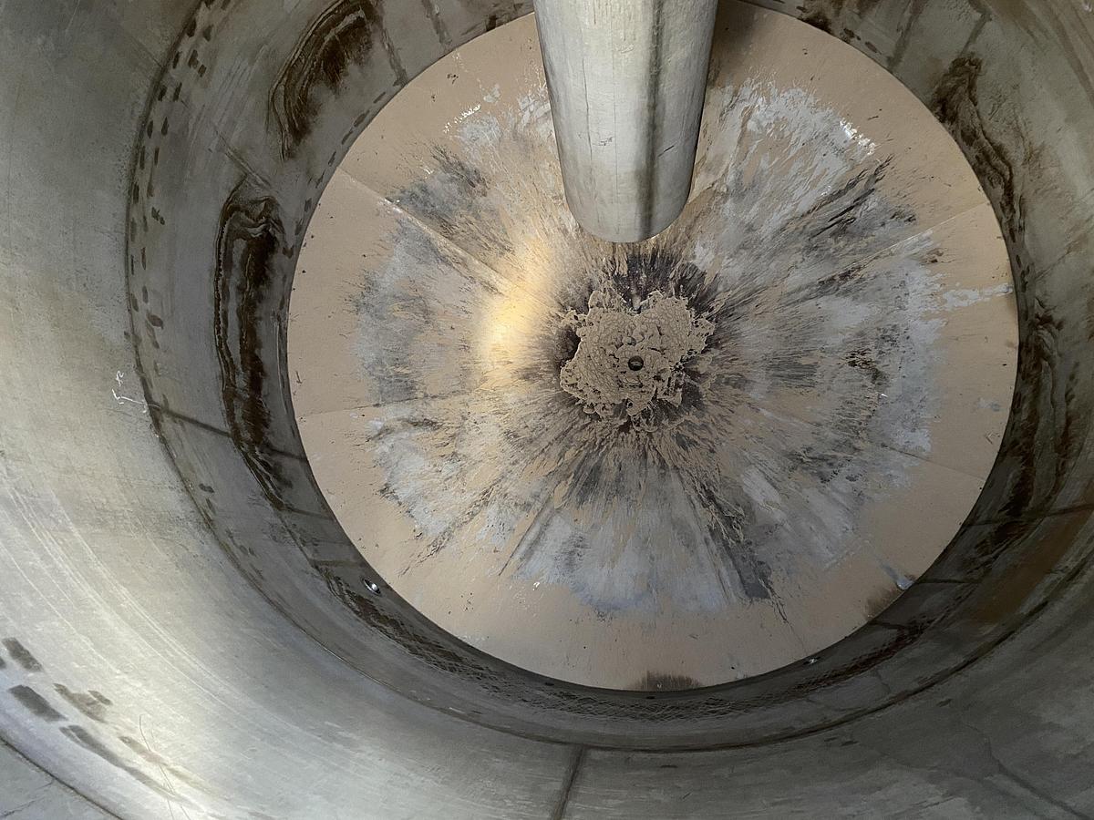 Used Used Knight Fabrication approximately 14,000 gallon stainless steel vertical tank