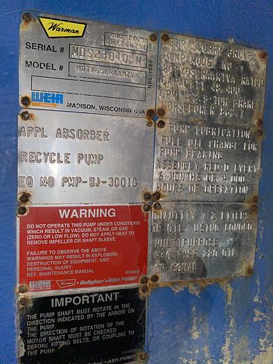 Used Used Weir Warman 800 TYGSL Horizontal slurry pump