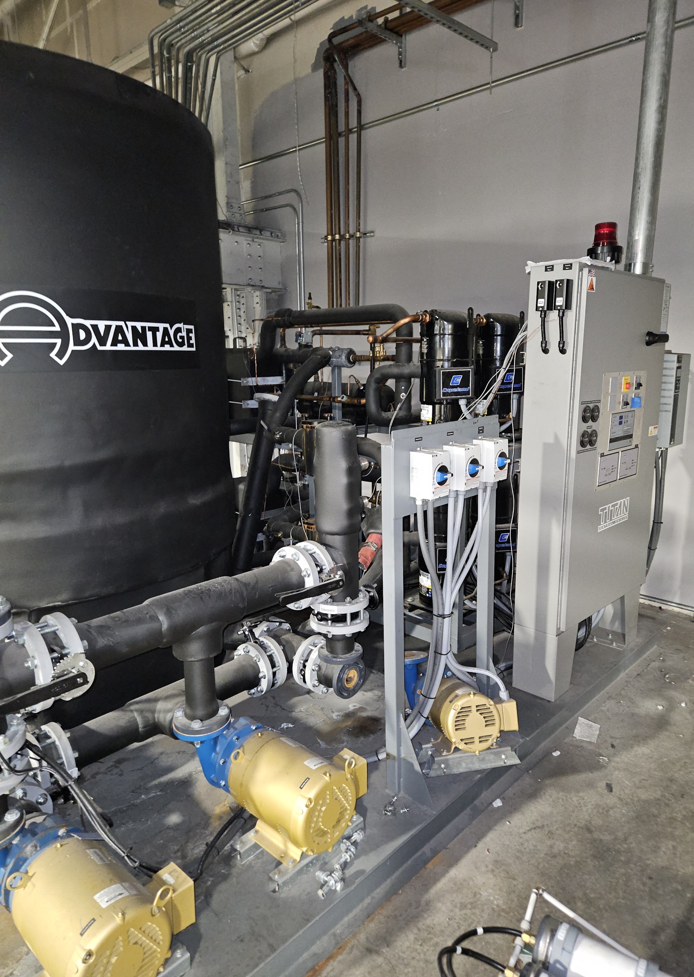 Used Used 93-Ton Air Cooled Advantage Titan Central Chiller with Remote Outdoor Condensers (2023) Model: TIP-100A-MZC-3P