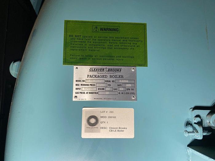 Used Unused Cleaver Brooks 300 HP Hot Water boiler